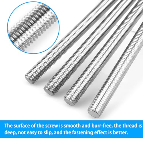 6pcs M8 x 100mm Fully Threaded Rod, M8-1.25mm Thread Pitch,304 Stainless Steel Right Hand Threads Rods, with Nuts and Flat Washer,for Clamps, Hangers and U-Bolts (M8 x 100mm) - size: M8 x 100mm