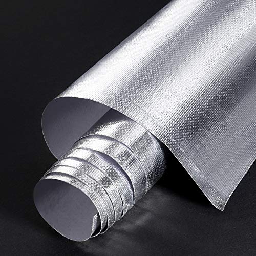 BBTO Heat Reflective Sheet Adhesive Backed Aluminized Fiberglass Heat Shield Tape Protection Barrier Heat Shield Resistant Material for Hose and Auto Use Heat Insulation Sheet(Silver, 12 x 24 Inch) - color: Silver, size: 12 x 24 Inch