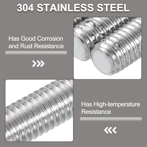 uxcell 3/8"-16 Fully All Threaded Rod, 2 Pcs 304 Stainless Steel Long Threaded Screw 4" Length Right Hand Threads for Furniture Mounting Assembly Fastening - size: 4"