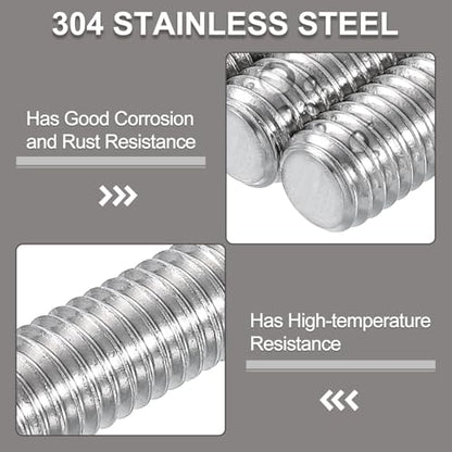 uxcell 3/8"-16 Fully All Threaded Rod, 2 Pcs 304 Stainless Steel Long Threaded Screw 5" Length Right Hand Threads for Furniture Mounting Assembly Fastening - size: 5"