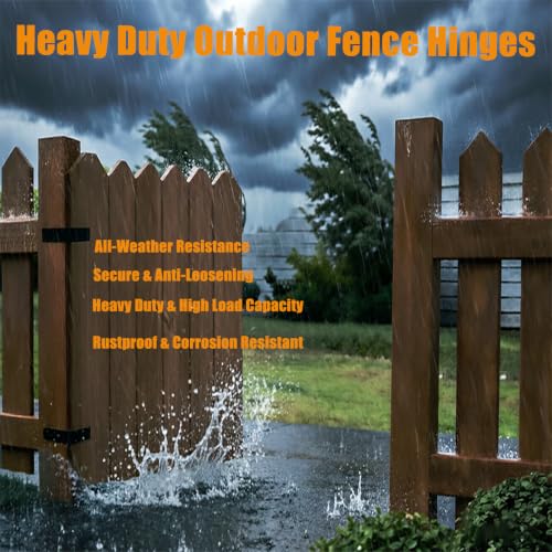 Fence Hinges for Outdoor Wood Gates Heavy Duty,270°Solid Folding Butt Hinges, Rust-Resistant (6 Pack) - size: Hinges Heavy Duty 6Pcs