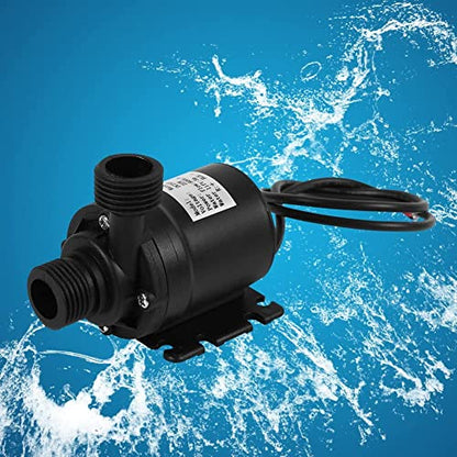 Zerodis DC 24V Solar Water Circulation Pump, Quiet Brushless Motor, Submersible, Black, Industrial, 800L/H, 5M Head, ABS Plastic