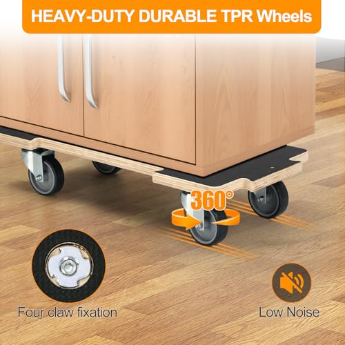 1100LB Heavy Duty Moving Dolly Cart - 2 Pack with 3" TPR Wheels- Spliceable - size: Spliceable(2 Pack)