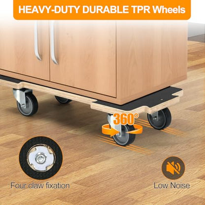 1100LB Heavy Duty Moving Dolly Cart - 2 Pack with 3" TPR Wheels- Spliceable - size: Spliceable(2 Pack)