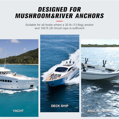 45 LBS Electric Boat Anchor Winch, Saltwater Electric Anchor Winch w/Wireless Remote Control & 98.42ft of Pre-Wound Anchor Rope 12V Marine Windlass Anchor Winch,Black