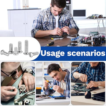530Pcs 304 Stainless Steel Metric Micro Screws Nuts Assortment, M1.7x3/4/5/6/8mm Sizes, Phillips Pan Head, Fully Threaded Kit for Arduino, RC Models, Electronics, DIY Projects - size: M1.7x3/4/5/6/8- 530 Pcs