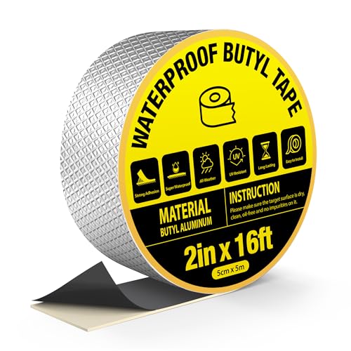 Butyl Roof Repair Tape, Waterproof Sealing Aluminum Foil Tape - size: 2 in x 16 ft (W x L)