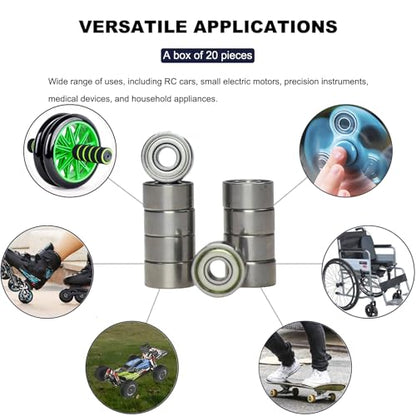 20 PCS 683ZZ Ball Bearings - 3mm Inner Diameter, 7mm Outer Diameter, 3mm Thickness - Double Shielded, Deep Groove Bearings for Various Applications (683-ZZ) - size: 683-ZZ