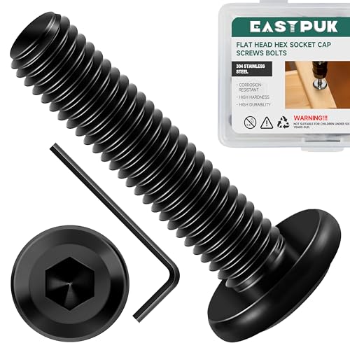 20Pcs M6-1.0 x 30mm Flat Head Socket Cap Screws Bolts 304 Stainless Steel Black Zinc Plated Furniture Bolts, Fully Threaded M6 Bolt with Hex Spanner - size: M6 x 30mm