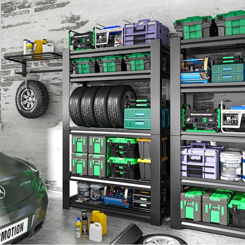 72" H Garage Shelving, Garage Shelves Heavy Duty, 5 Tier Adjustable Storage Shelves for Warehouse, Basement, Workshop, Kitchen, Require Assembly, 16''D*35.5''W*72''H, Black - size: 16"D*35.5"W*72"H