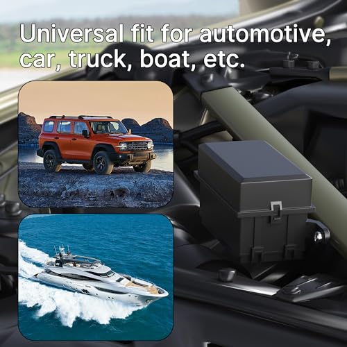 DaierTek 12V Relay Box 6 Way12 AWG Pre-Wired Waterproof Relay Box 6 Slot ATC/ATO Fuse Relay Block Universal Relay Panel for Automotive Car Marine Boat - color: Black, size: RB-R6F6-W2