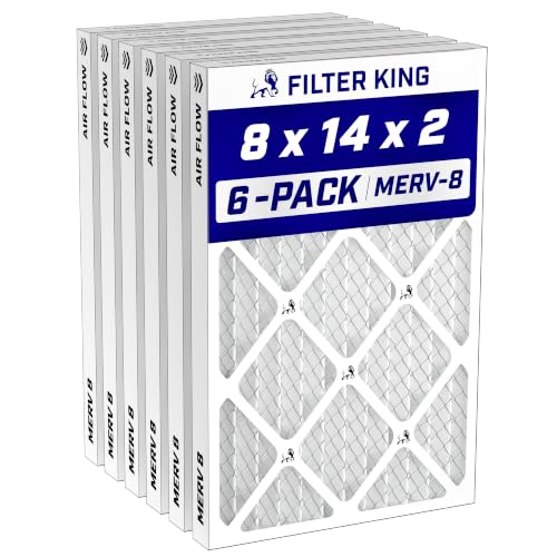 Filter King 8x14x2 Air Filter MERV 8, AC Furnace Filters (6-Pack) - size: 8x14x2