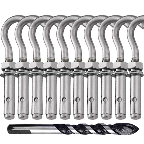 M8 Concrete Hooks 304 Stainless Steel Expansion Anchors 10-Pack - size: M8-10pcs