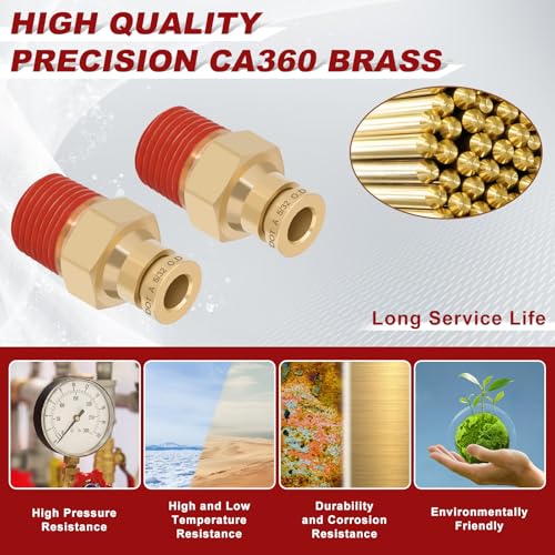 DOT Approved Male Straight Brass Union 5/32" Tube x 1/8" NPT, 4PCS - size: 5/32" OD x 1/8" NPT