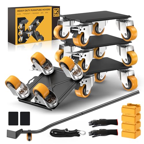 KYX Furniture Dolly, Furniture Movers with 4 Wheels,Carbon Steel Panel Heavy Duty Dolly, Furniture Lifter with 360° Rotatable Silent Floor-Friendly Universal Wheels, Max Load 2000LBS (5.4x5.4 in) - size: 5.4x5.4 inch