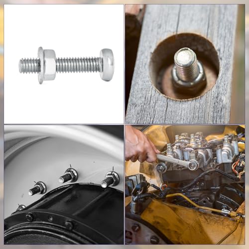 uxcell 1/4" x20mm Flange Nylon Insert Lock Nuts, 50Pcs Carbon Steel Hex Lock Nuts Self Locking Nuts for Industrial Construction Fasteners, White