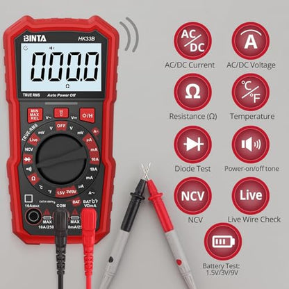 BINTA Digital Multimeter 2000 Counts Voltmeter with AC/DC Voltage Current - style: 2000 Counts
