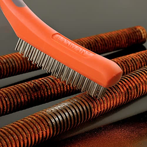 MAXMAN Wire Brush 10", 2Pcs Stainless & Carbon Steel Bristles, Rust Remover