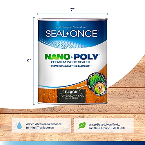Seal-Once Nano+Poly Wood Sealer and Waterproofer, Black, 1 Gallon - color: Black, size: 1 Gallon