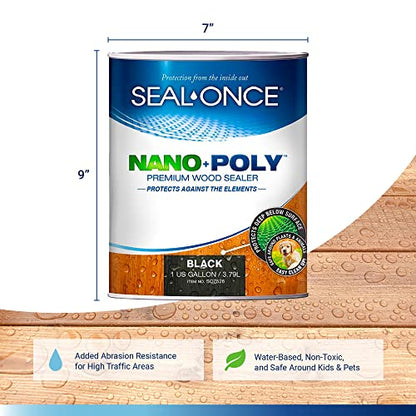 Seal-Once Nano+Poly Wood Sealer and Waterproofer, Black, 1 Gallon - color: Black, size: 1 Gallon