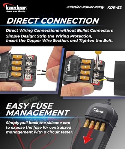 KAEDEAR DC12V 20A Waterproof 4-Way Motorcycle Power Relay Kit, KDR-E2