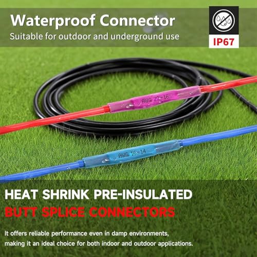 BAALA 20 PCS 8 AWG Heat Shrink Butt Connectors Yellow Heat Shrink Butt Splices-Marine Grade Waterproof Electrical Crimp Wire Connectors, Tinned Copper Butt Splice Terminals for 8 Gauge Wire Connectors