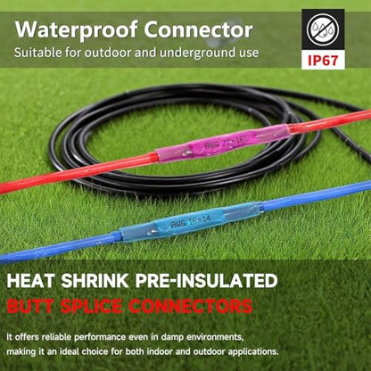 BAALA 20 PCS 8 AWG Heat Shrink Butt Connectors Yellow Heat Shrink Butt Splices-Marine Grade Waterproof Electrical Crimp Wire Connectors, Tinned Copper Butt Splice Terminals for 8 Gauge Wire Connectors