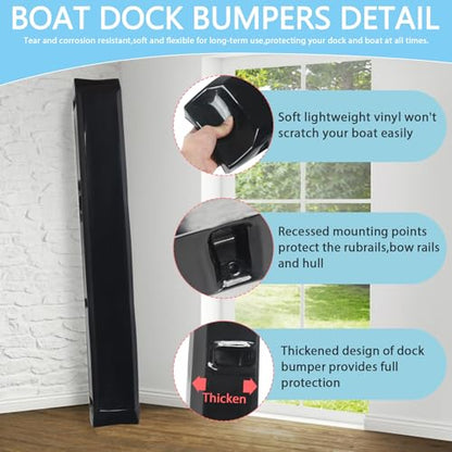 48in Dock Bumper,Boat Dock Bumpers,Dock Bumper Guards,Heavy Duty Dock Piling Bumpers Post Bumpers for Protecting Boat and Dock,Screws and Washers Included,Black - color: Black-1Pack, size: 48inch