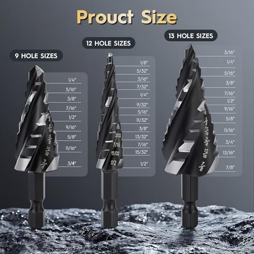 3PCS Step Drill Bit Set - Titanium Four Spiral Flute HSS Step Bit - color: 3PCS Four Spiral-NEW