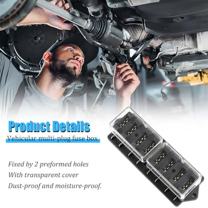 8-Way Covered Standard Blade Fuse Distribution Block - size: 8P