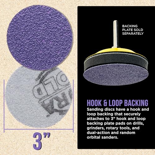 Dura-Gold Premium 40 Grit 3" Purple Film Ceramic Sanding Discs, Box of 20 - style: 40 Grit