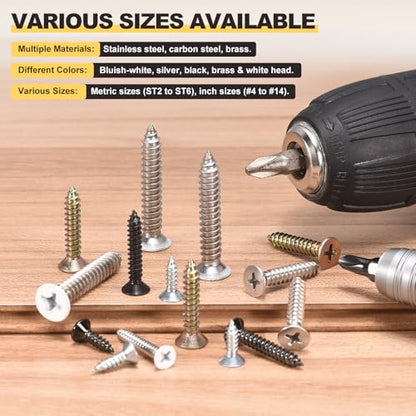 METALLIXITY 100Pcs #6x3/4 Countersunk Phillips Wood Screws BR - size: #6x3/4"