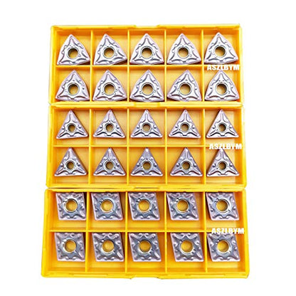 30PCS CNMG 432 + WNMG 432 + TNMG 332 Indexable Solid Carbide Turning Insert Cutting Blade, CNC Lathe Indexable Turning Insert Blade for Roughing of Stainless Steel and Cast Iron - size: CNMG432+WNMG432+TNMG332