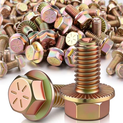 Shimeyao 50 Pcs 3/8-16 x 3/4" Grade 8 Hex Flange Bolts Yellow Zinc Plated Coarse Thread Alloy Steel Fasteners, Heavy Duty Hex Head Flange Screws for Automotive, Machinery, Trailer and RV, Repair - size: 3/8-16 x 3/4"