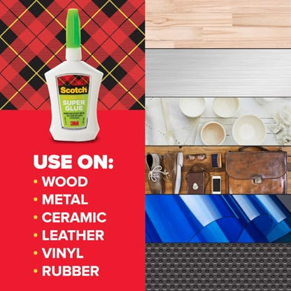 Scotch Super Glue Gel, 4-Pack of Single-Use Tubes, .017 oz Each, Fast Drying, No Run Gel Formula (AD119) - size: 1-Pack