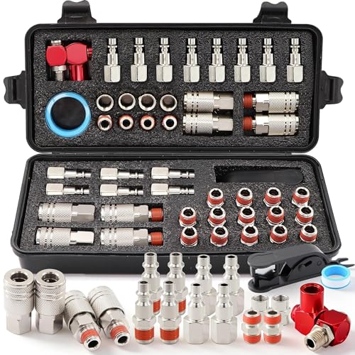 48 Pcs 1/4" NPT Air Compressor Coupler & Plug Kit Air Hose Fitting - size: Nickel-plated alloy