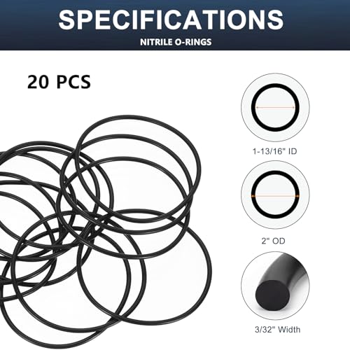 20 Pcs AS-133 O-Rings, 1-13/16" ID x 2" OD x 3/32" Width, 70A Hardness, Black Buna-N Rubber Seals for Faucets, Appliances, Automotive DIY & Home Repair Projects - size: 1-13/16" ID x 2" OD x 3/32" Width