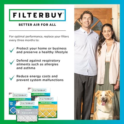 Filterbuy 11.25x11.25x1 Air Filter MERV 8 Dust & Allergy Defense (12-Pack) - size: 11.25x11.25x1