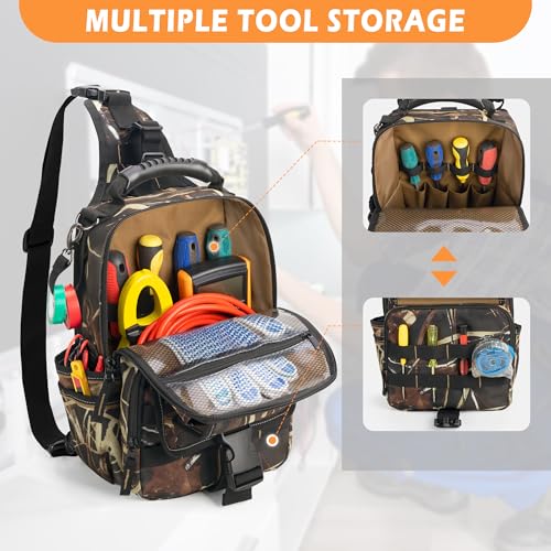 Electrician Tool Pouch Bag, Zippered HVAC Tool Organizer - color: Camouflage