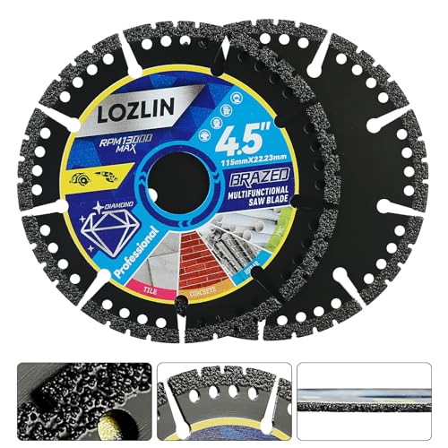 LOZLIN Diamond Blades for Angle Grinder, 4.5" Metal Cutting Blades, 3 Pack