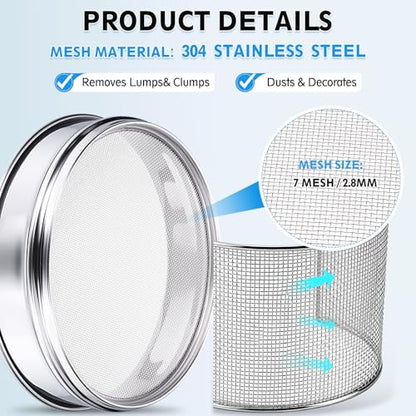 PATIKIL Lab Sieve 7 Mesh(2.8mm) 7.9"(20cm) Diameter Sifting Screen - size: 7 Mesh(2.8mm)/7.9"