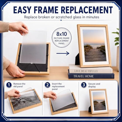 Junkin 6 Pack 8 x 10 Inch Non-Glare Acrylic Sheet for Picture Frame - size: 8 x 10 Inch