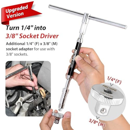 FIRSTINFO 1/4 Inch Drive Adjustable 2-Way Speed T-Handle Spinner Wrench