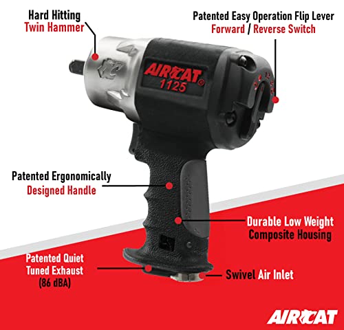 AIRCAT 1125 1/2" Composite Impact Wrench, 1,000 ft-lb Max Torque