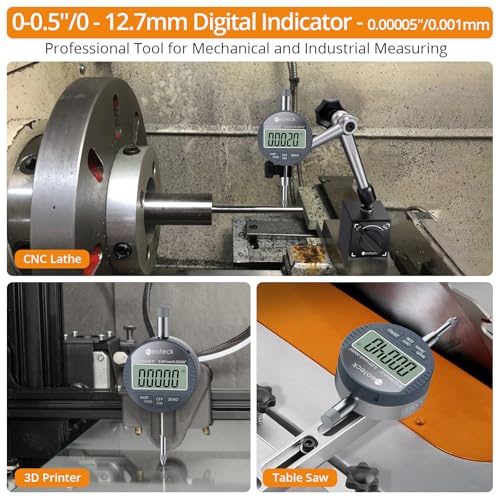 Neoteck 12.7mm/0.5" Digital Dial Indicator with 0.001mm/0.00005" Resolution - color: Silver Gray, size: 0-0.5''/0.00005''