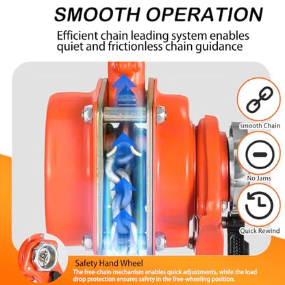 Lever Chain Hoist 1 Ton 2205LBS Capacity,10FT Lift Come Along,Manual Ratchet Chain Puller Hoist with 2 Hooks for Building Garages Warehouse Automotive Machinery