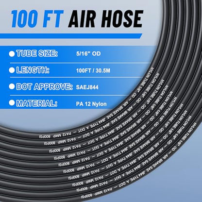 DOT Air Line 100 FT 5/16" PA12 Nylon Tube 30.5 Meter with Cutter - style: 5/16"OD 100FT