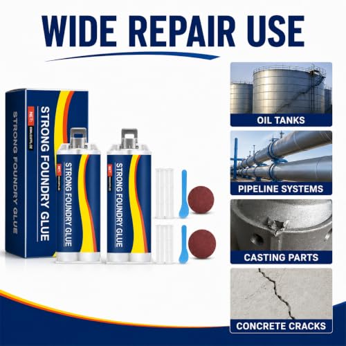 Metal Repair Glue for Steel Aluminum and Iron 2PCS 85ml Strong Foundry Glue for Casting Cracks Holes and Defects High Temperature Resistant Welding Glue, Two-Part Epoxy Metal Filler