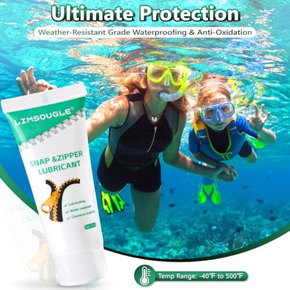 Zipper Lubricant for Plastic & Metal - Non-Staining Lube Silicone Grease for Zippers on Clothing, Wetsuits, Boat Covers, Dresses & More, Marine-Grade with Applicator Brush, 1.05 oz - size: 1-PACK