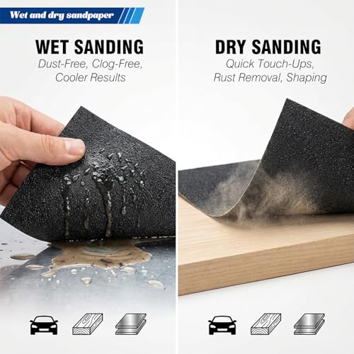 10-Sheets 120 Grit Sandpaper, 9 x 11 Inch Wet Dry Sand Paper Assortment Pack, Silicon Carbide Abrasive Sanding Sheets for Automotive Car Paint Metal Wood Furniture Crafts Polishing - size: 9x11 inch, style: 120Grit 10 Pcs